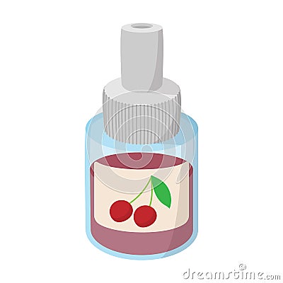 Bottle of cherry flavor for electronic cigarette Vector Illustration