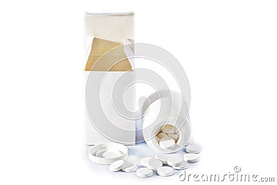 A bottle of chewable calcium pills with box isolated Stock Photo