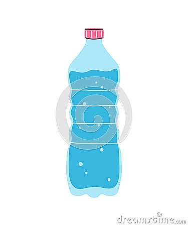 Bottle of clean mineral water clipart in flat line modern style. Healthy lifestyle, hydrate motivation, drink more water concept. Vector Illustration