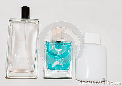 Bottle of cologne and perfume water Stock Photo