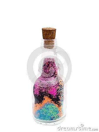 Bottle with colored sand Stock Photo