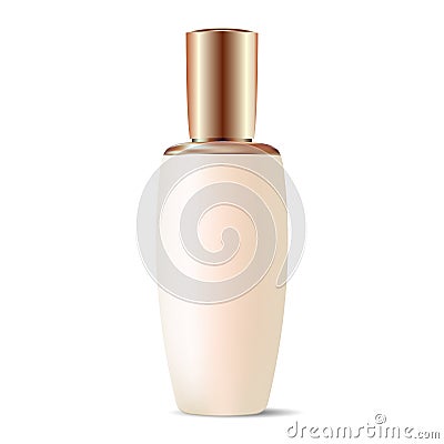 Bottle for cosmetics with gold lid. High quality Vector Illustration