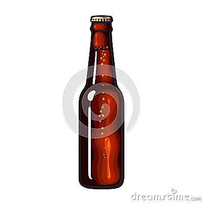 Bottle of dark beer, soda or lemonade. Hand drawn vector illustration Vector Illustration