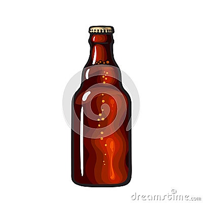 Bottle of dark beer, soda or lemonade. Hand drawn vector illustration Vector Illustration