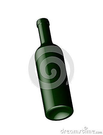 Bottle dark green glass. Vector graphic illustration. Blank mock up 3d drink vessel stock image. Realistic bottle isolated on Vector Illustration