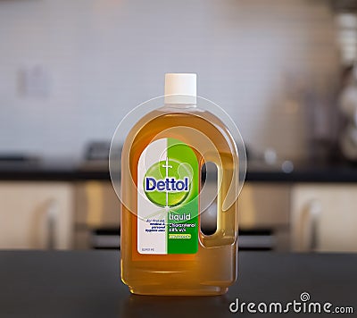 Bottle of Dettol Antiseptic liquid. Editorial Stock Photo