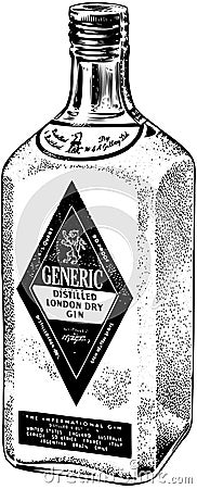 Bottle Of Distilled Gin Vector Illustration