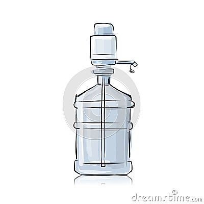 Bottle with distilled water, sketch for your Vector Illustration