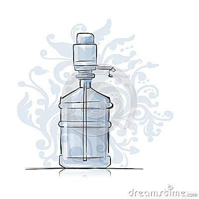 Bottle with distilled water, sketch for your Vector Illustration