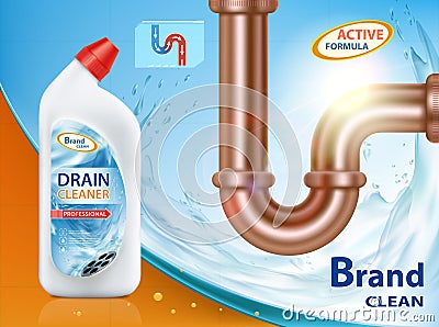 Bottle with drain cleaner Vector Illustration