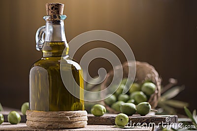 Bottle of extra virgin olive oil Stock Photo