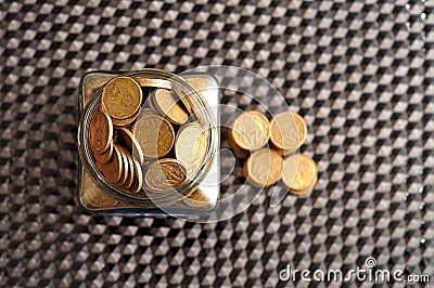 Bottle filled with twenty cents South African coins Stock Photo