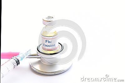 Bottle of Flu vaccine for injection Stock Photo