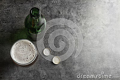 Bottle and glass with tasty cold beer Stock Photo