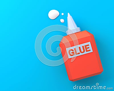 Bottle of Glue with Copy Space on White Background. Stock Photo