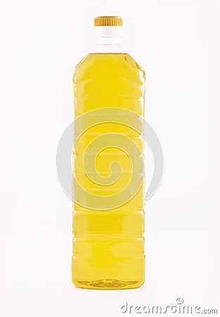 Bottle of golden sunflower-seed oil Stock Photo