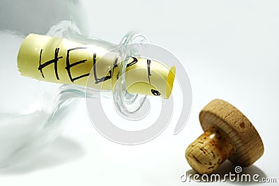 Bottle with help message Stock Photo