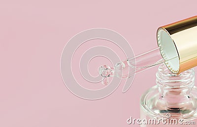 Bottle of hyaluronic acid Serum or cosmetic essential oil Stock Photo