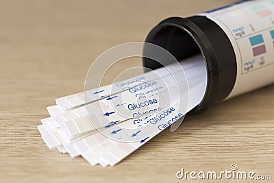 Bottle of Indicator Strips For Blood Glucose Testing Stock Photo
