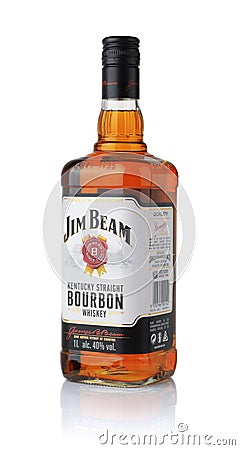 Bottle of Jim Beam bourbon whiskey Editorial Stock Photo