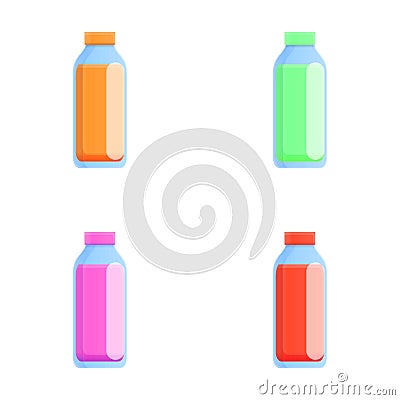 Bottle juice icons set cartoon vector. Bottle of fruit and vegetable juice Vector Illustration