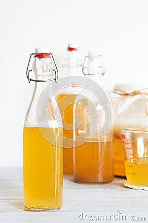 Bottle of jun tea healthy natural probiotic drinks Stock Photo