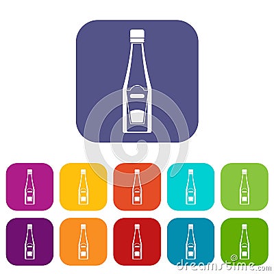 Bottle of ketchup icons set flat Vector Illustration