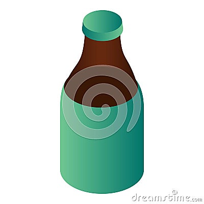 Bottle of kvass icon, isometric style Vector Illustration