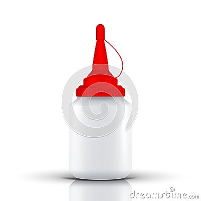 Bottle Of Latex Glue Or Liquid With Red Top Vector Vector Illustration