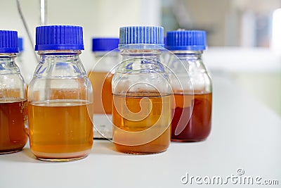 Bottle madia for bacteria culture Stock Photo