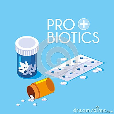 Bottle medicines probiotics icon Vector Illustration