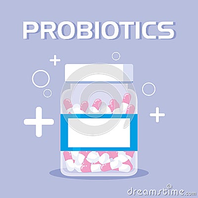 Bottle medicines probiotics icon Vector Illustration