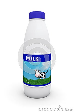 Bottle of milk 3D Cartoon Illustration