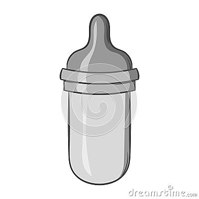 Bottle with nipple icon, black monochrome style Cartoon Illustration