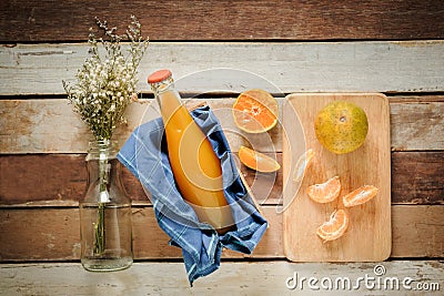 Bottle of oranger juice Stock Photo