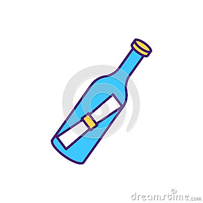 Bottle with paper hints inside RGB color icon Vector Illustration