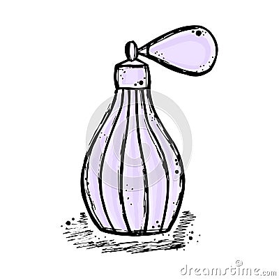 A bottle of perfume for girls, women. Fashion and beauty, trend, aroma. Vector Illustration