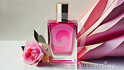 bottle and perfume product mockup for advertising. Stock Photo