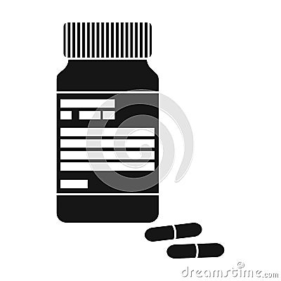 Bottle with pills of insulin.Pills for diabetes.Medications diabetic.Diabetes single icon in black style vector symbol Vector Illustration