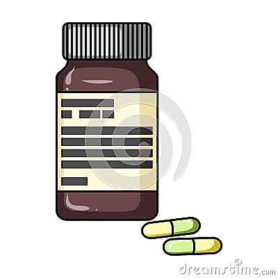 Bottle with pills of insulin.Pills for diabetes.Medications diabetic.Diabetes single icon in cartoon style vector symbol Vector Illustration