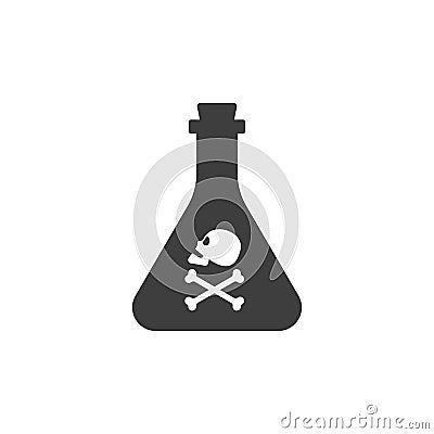 Bottle poison alcohol skull side view for concept design. Dangerous container. Potion beverage bar drink concept. Alcohol Vector Illustration