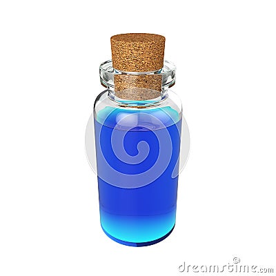 Bottle potion Isolated on White Background, 3D rendering Cartoon Illustration