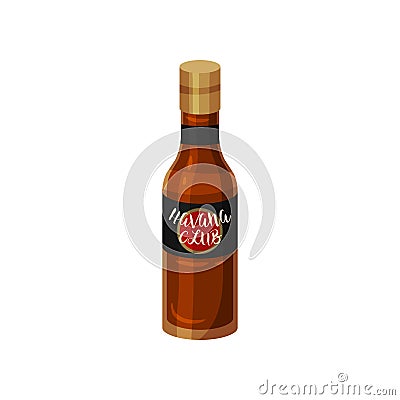 Bottle of premium alcohol. Vector illustration on a white background. Vector Illustration