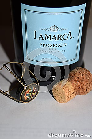 Bottle of Prosecco sparkling wine by Lamarca Editorial Stock Photo