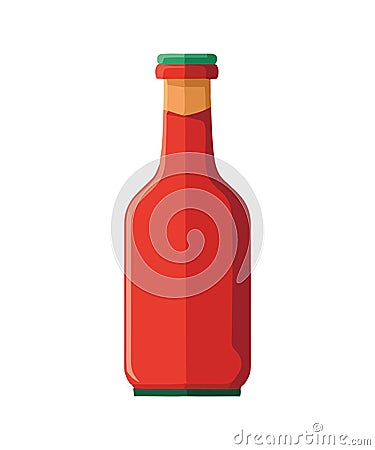 Bottle of sauce, fresh organic seasoning icon Vector Illustration