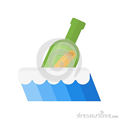 Bottle in sea vector illustration. Vector Illustration