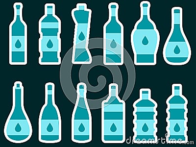 Bottle. Set of bottles of different shapes. Vector Illustration