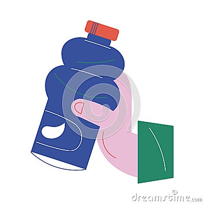 Bottle with shampoo or other cosmetics for woman beauty and bodycare Vector Illustration