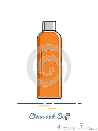 Bottle with shampoo or shower gel. Vector illustration. Vector Illustration