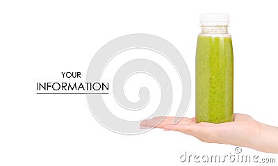 Bottle of smoothies green in hand pattern Stock Photo